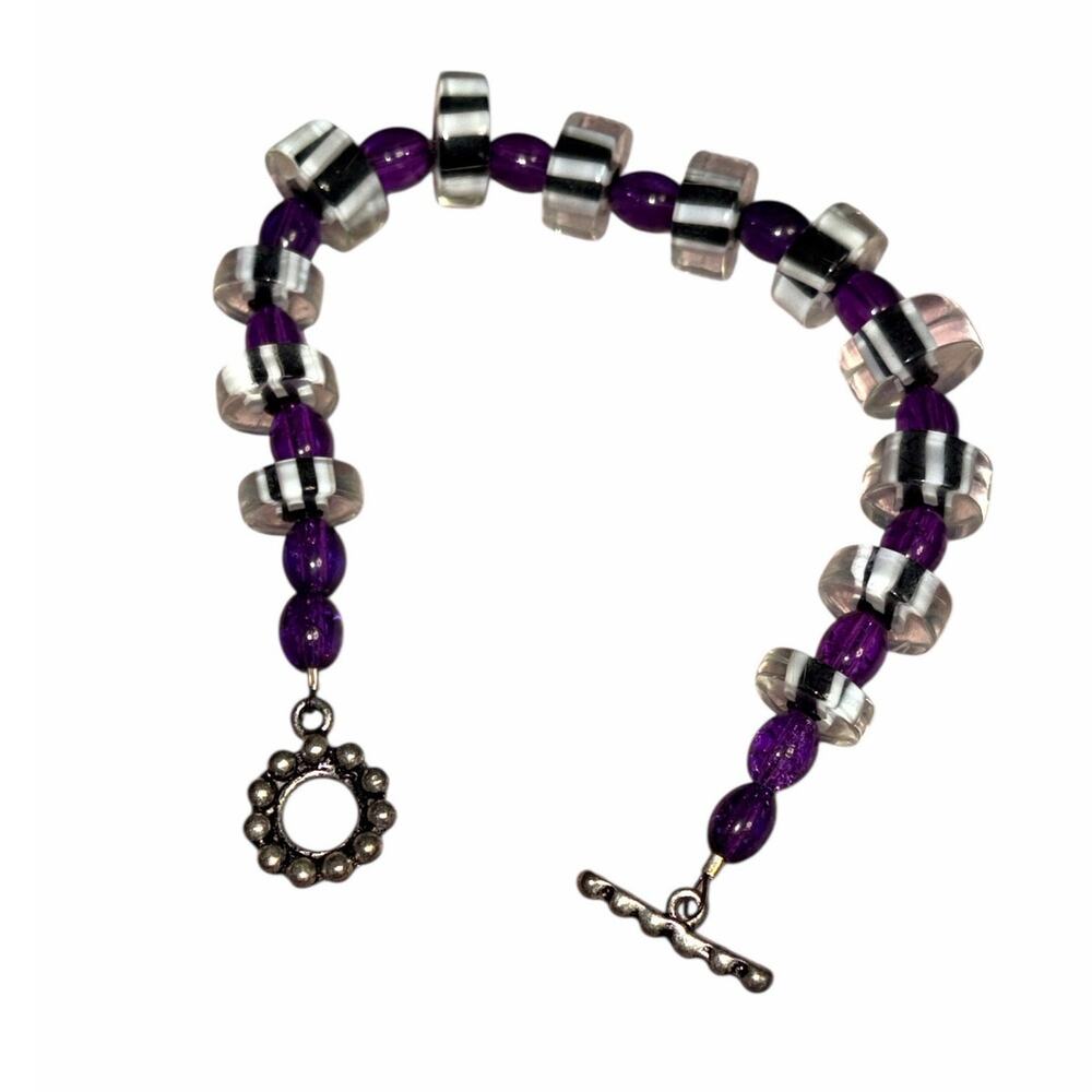 Artisan Handmade Glass Beaded Toggle Bracelet 8"